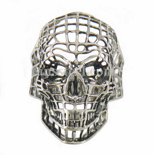 FSR11W05 hollow net grid skull biker ring - Click Image to Close